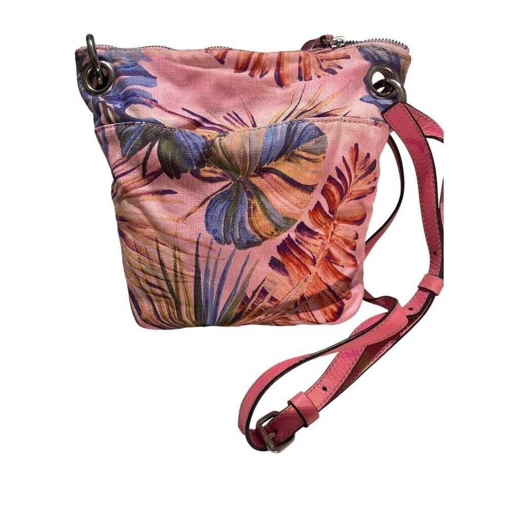 CHICO Tropical Floral Pink‎ Crossbody Bag With Adjustable Strap & Zipper Closure